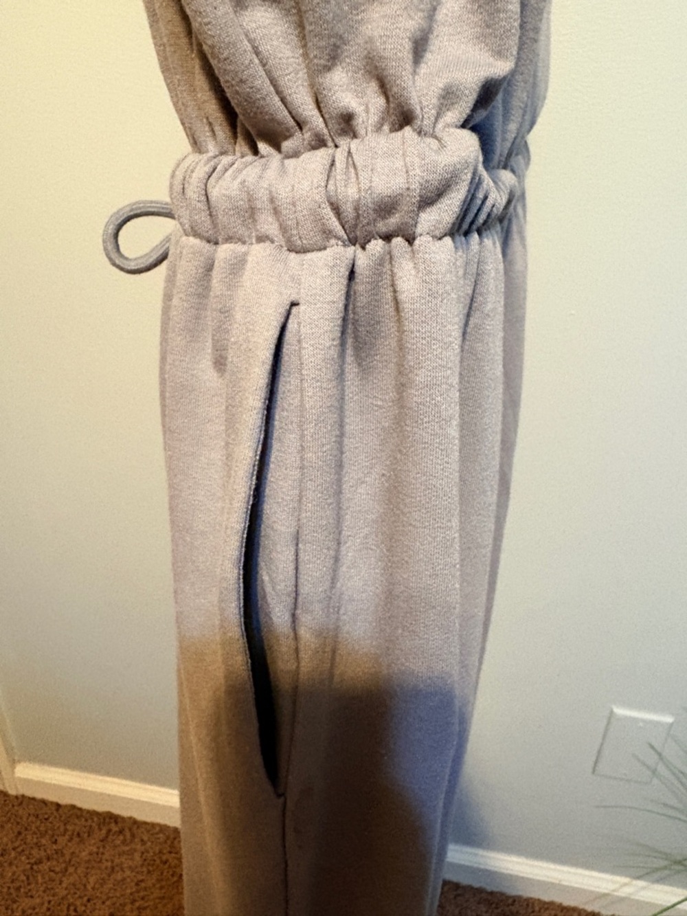Women's Gray Drawstring Jumpsuit - Picture 4 of 5